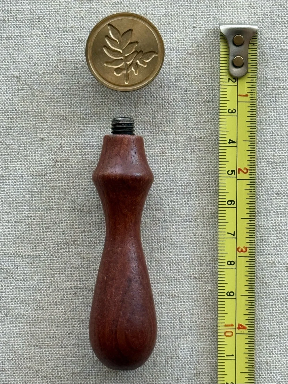 Brass Leaf Wax Seal Stamp with Dark Brown Wood Handle